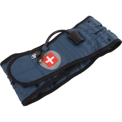 Rückenentlastungsgürtel, aufblasbar, mit Entspannungs- und Traktionsfunktion, aus TPU-Material, Lendenwirbelstütze, blau-silber, mit Aufblasfunktion, Größe L (1/5)