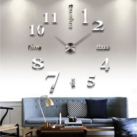 Horloge Murale Autocollante - Miroir 3D DIY - Pour Salon Bureau Cuisine Salle De Bain - 40 cm (1/4)