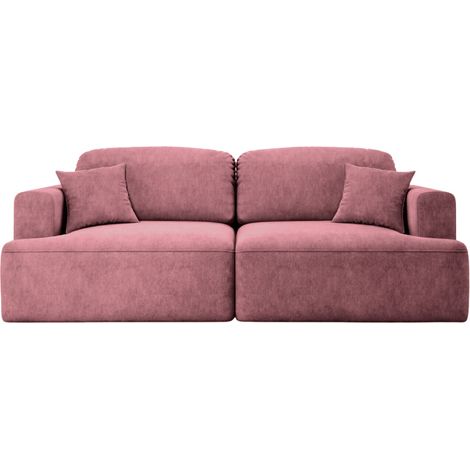 CHIARA - Canapé droit convertible tissu velours 3 places Rose (1/5)