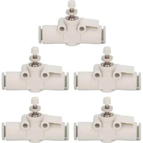 5 pièces de vanne d'étranglement pour tube, résistant à la pression, PVC en ligne, raccord de régulation de débit d'air droit pour tube de 6 mm de diamètre extérieur (1/5)