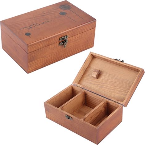 Coffret de couture en bois, kit de couture pour la maison, organisateur vintage, boîte de rangement multifonctionnelle en bois massif pour la couture, boîte vide en forme de pissenlit. (1/5)