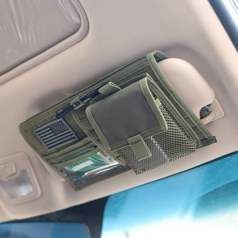 Organizer per visiera parasole, copertura tattica per visiera parasole per auto, compatibile con cinghie Molle, custodia per visiera parasole per veicoli, accessori interni universali per auto, camion