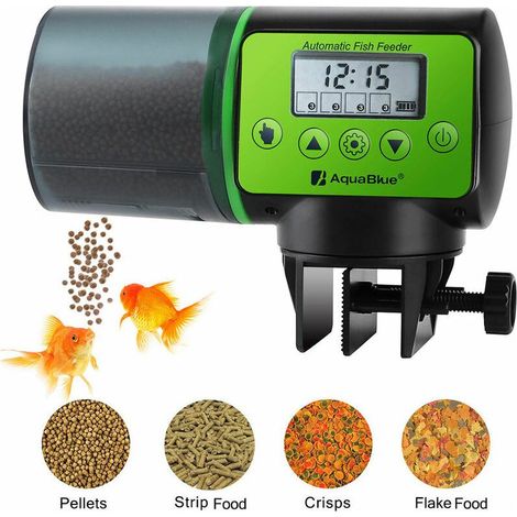 Mangeoire automatique pour poissons Distributeur de nourriture pour poissons étanche à l'humidité Minuterie intelligente à piles Mangeoire automatique pour aquarium et aquarium de bassin de tortues (1/5)