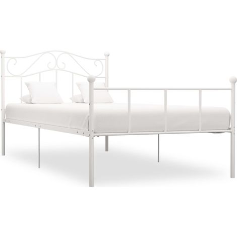 Estructura de cama sin colchón metal blanca 90x200 cm