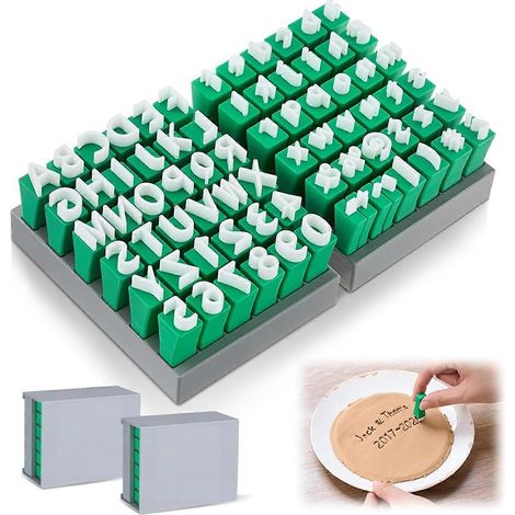 Ensemble de 72 tampons alphabet compatibles avec la céramique, les moules à lettres, les moules à dalles, les lettres et les moules à béton. (1/5)