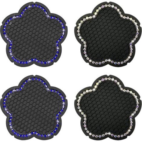Lot de 4 Porte-Gobelets Voiture Étoile en Silicone avec Strass Scintillants - Antidérapant Universel, Accessoire Décoratif Intérieur Auto (1/5)