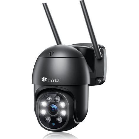 Ctronics Caméra de Surveillance WiFi Extérieure PTZ Caméra 380C Plus 4MP Noir 360° Détection de Mouvements Humaine Portée 30M (1/5)