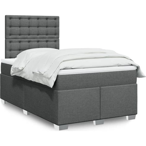 Boxspringbett mit Matratze Dunkelgrau 120x200 cm Stoff