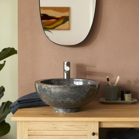 Vasque noire de salle de bain en marbre Bahya (1/4)