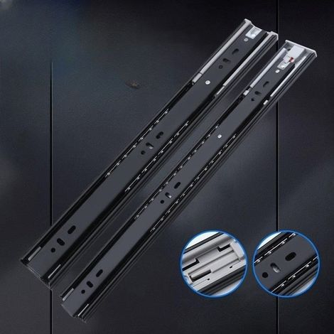 Glissière tiroir 450mm billes, extension totale, amortisseur, charge 45kg, montage latéral. Paire. (1/5)
