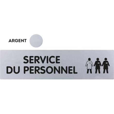 Plaque de porte Service du personnel - Classique argent 170x45mm - 4321073