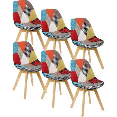 WOLTU 6er Set Esszimmerstühle Küchenstuhl Design Stuhl Esszimmerstuhl Leinen Holz Mehrfarbig (1/5)