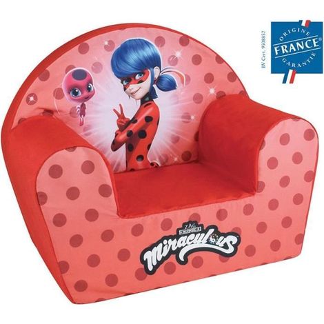 FUN HOUSE Miraculous Fauteuil club Lady Bug - l.52 x P.33 x H.42 cm - Pour enfant origine France garantie (1/2)