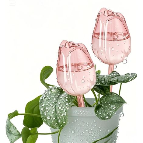 Due sfere di irrigazione a forma di tulipano: irrigazione automatica semplice per piante da interno ed esterno, perfette per innaffiare facilmente le piante in vaso. (1/3)