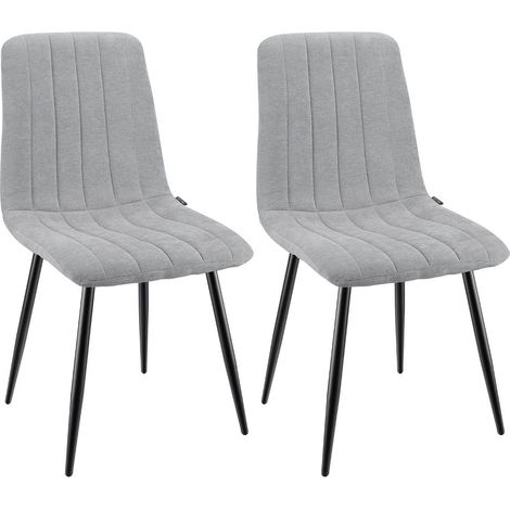 Esszimmerstühle 2er Set, gepolstert, hohe Rückenlehne, Metallfuß, Grau (1/5)