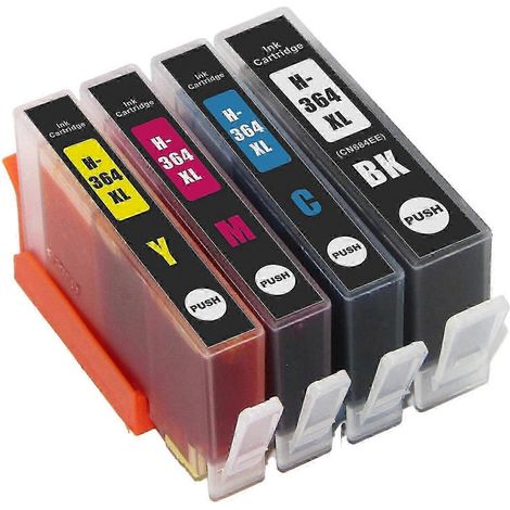 1 jeu de 4 cartouches d'encre compatibles pour imprimante HP 364 (HP364XL) (1/5)