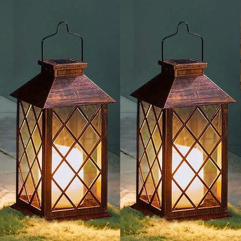 Set of two high-quality, wall-mounted solar garden lights suitable for outdoor use. (1/5)