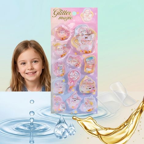 Cartoon 3D Shaking Stickers - Various Cute and Soft Color Schemes for Journal Decoration (01) (1/5)