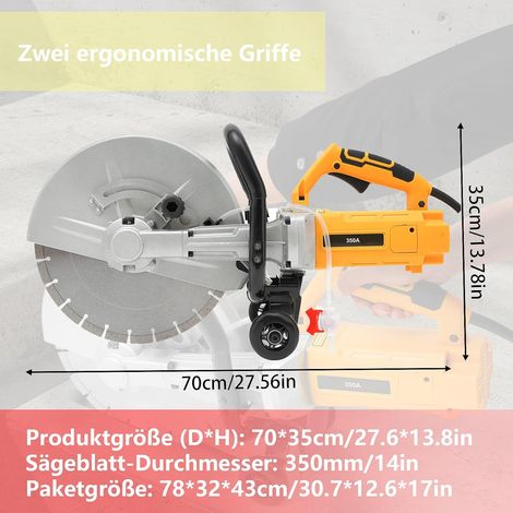 Scie à béton 3000w coupe sans poussière machine de découpe de pierre avec lame de scie de 350 mm machine de découpe de béton 4200rpm pour barre en acier, béton, scie à béton humide / sec pour Pierre (1/5)