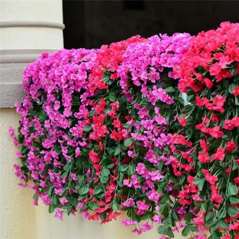 Lierre Artificiel - 85 cm - Usage Intérieur Extérieur - Lot de 4 (2 Violet + 2 Rose) - Soie et Plastique (1/4)
