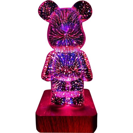 Lampe de nuit ours feu d'artifice 3D à effet lumineux changeant pour salon chambre (1/5)