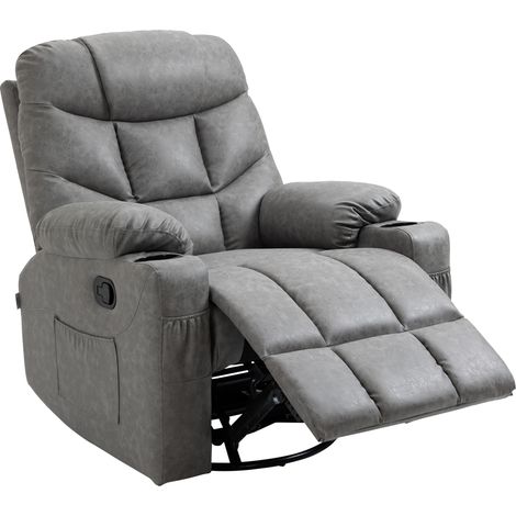 Thick Padded Faux Lear Recliner Armchair - Light Grey (1/5)