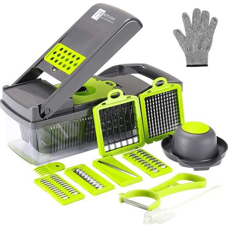 TrAdE Shop Traesio - Affettatrice Multitagliera Pialla Grattugia Tritatutto Verdure Mandolina 22 In 1 - (1/5)