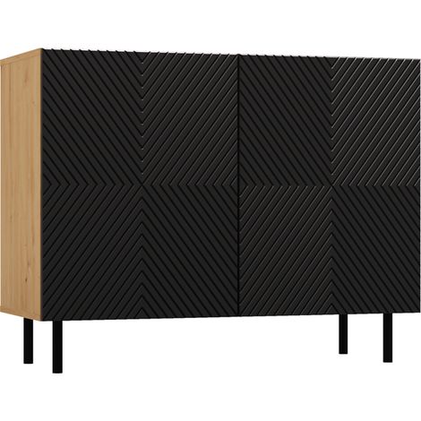 CDF Moderne Kommode Kama 2K Farbe: Eiche Artisan-Schwarz Schrank für Dokumente, Kleinigkeiten Ideal für Wohnzimmer, Schlafzimmer, Kinderzimmer und Büro Einfache Montage (1/5)