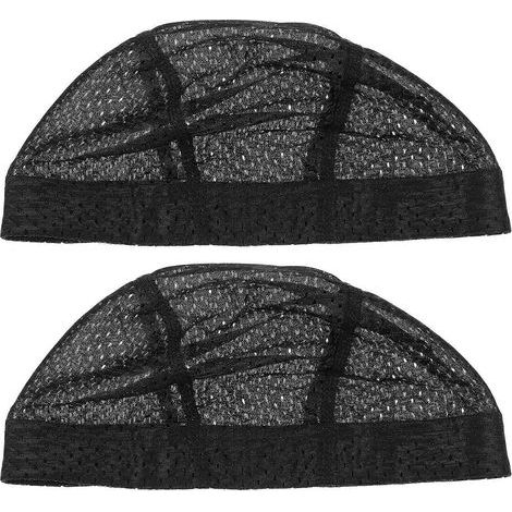 Set mit 2 praktischen, elastischen und atmungsaktiven Perückenhauben aus strapazierfähigem Netzgewebe. – 27,00 x 14,00 x 0,50 cm – Schwarz (1/4)