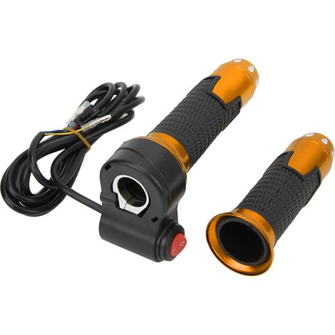 1 paire de poignées d'accélérateur universelles 12 V-99 V avec bouton pour vélos et scooters électriques (dorées) (1/5)