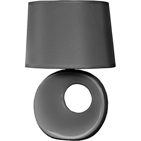 Abat Jour Moderna Lumetto grigio da Comodino in Ceramica e Paralume in Tessuto Lume da Tavolo e14 Attacco Piccolo per Camera da Letto camerette e Salotto Altezza 27cm  elegante complemento d'arredo (1/5)