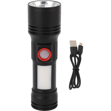 Lampe torche télescopique, zoomable, USB-C, rechargeable, étanche IP65, portable, magnétique