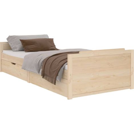 Lit avec tiroirs Bois de pin massif 90x200 (1/5)