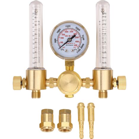 Débitmètre régulateur d'argon Double sortie 0-60CFH 0-4500PSI CGA580 entrée de gaz pour le soudage TIG MIG (1/5)