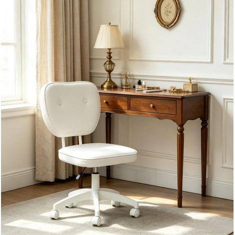 Sedia da ufficio 46 x 59 x 82-92 cm in poliuretano bianco girevole - CHICFURN (1/5)