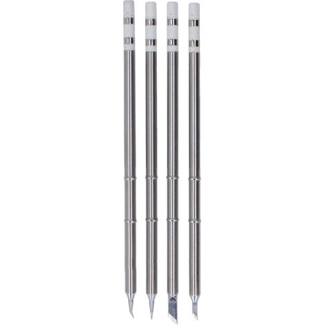 Lot de 4 embouts de fer à souder en acier inoxydable, coudés, grands et petits, pointus, couteau, kit pour soudure électrique (1/5)