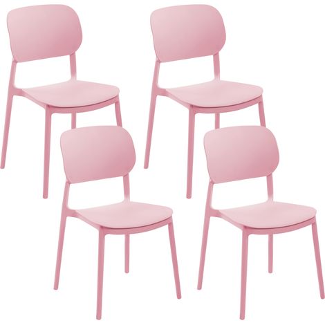 Conjunto de 4 sillas de jardín de plástico sintético apilables para exterior rosa Tupiza