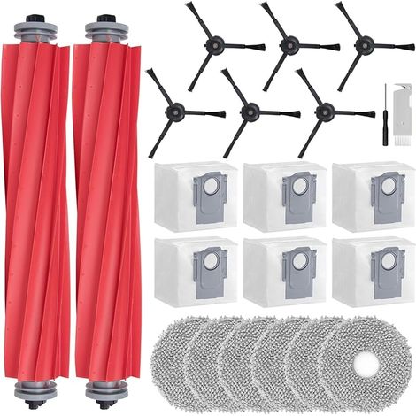 FOREHILL Kit accessoires pour roborock Qrevo S, Ensembles de Rechange pour Robot Aspirateurs Qrevo, Qrevo Pro, Qrevo Plus avec 6 Sacs, 6 Chiffon, 2 Brosse Principale, 6 Brosses Latrales (21 Pices) (1/5)
