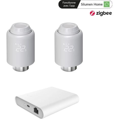 Kit 2 Têtes Thermostatiques Connectées + Passerelle ZigBee Ethernet - SILAMP (1/5)