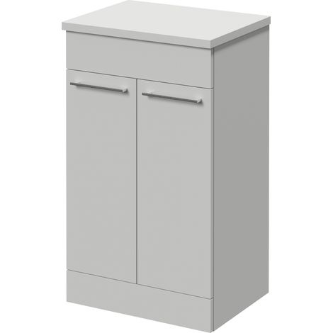 Napoli 390 Gloss Grey Pearl 500mm 2 Door Vanity Unit for Countertop Basins - 500mm - Chrome 160mm Handle