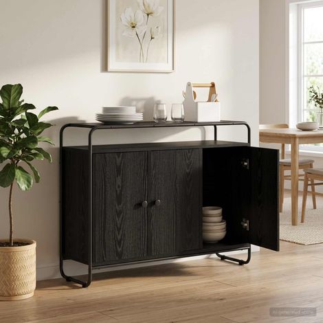 Aparador Roble Negro 102 x 35 x 75 cm Madera de ingeniería (1/4)