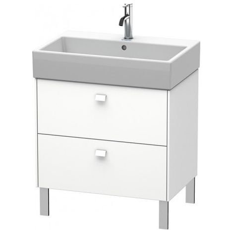 Duravit Meuble sous-lavabo Brioso sur pied 68,4 x 45,9 cm, 2 tiroirs, tiroir supérieur avec découpe pour siphon et tablier, pour lavabo Vero Air 235070, Couleur (avant/corps): Décor blanc mat, poignée blanche matte - BR443401818
