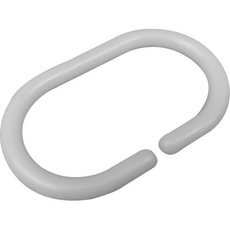 Anneaux pour rideau de douche, lot de 12 anneaux de douche pour suspendre le rideau de douche à la barre de douche, petit format, design ovale, Plastique, 3x5 cm, Blanc
