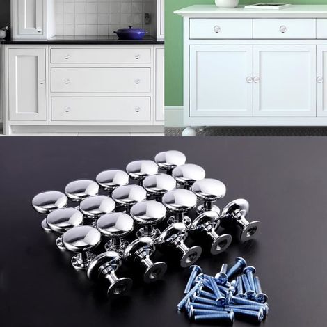 20x Boutons Porte Tiroir en zinc Poignée Placard Armoire Meuble Cabinet cuisine chambre décoration 27x25.5mm + vis (1/4)