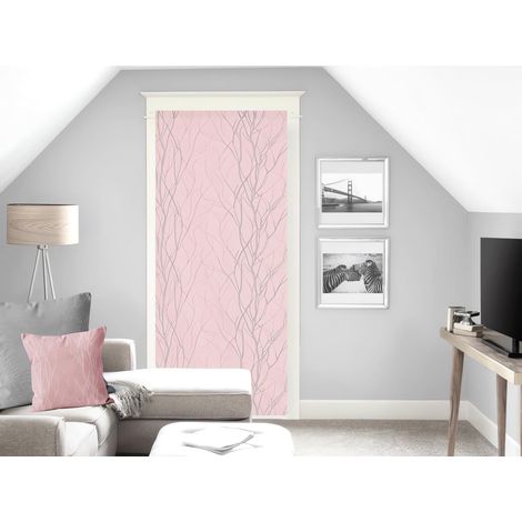 Liane Voile Porte fenêtre Dévoré, Polyester, Rose, 70x200 cm