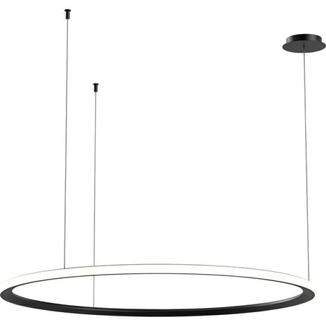 LEDS C4 Circular Suspension LED encastrée de 120 cm avec éclairage intégré, noire, 72 W, 3000 K, à gradation Dali