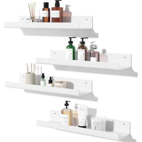 Eidoct 4er-Set weiße schwebende Wandregale, 15-Zoll-Bilderregal, dekorative Wandregale für Wohnzimmer, Schlafzimmer, Badezimmer, Küche, Homeoffice, Waschküche (Weiß) (1/5)