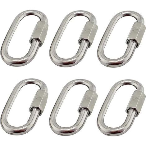 M5/0.2" Maillon Rapide en Acier Inoxydable 304, Mousqueton à Vis Ovale en Forme de D pour Extérieur/Intérieur,Camping et Randonnée (1/5)