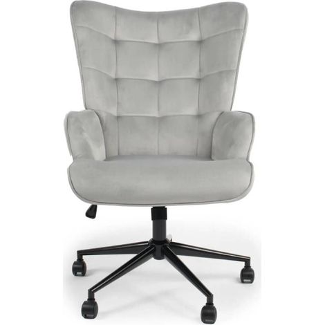 Fauteuil de Bureau Velours "Verner" 96cm Gris (1/5)