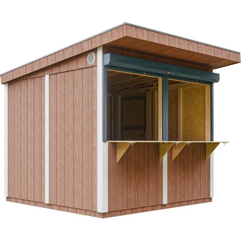 Quiosco de panel Premium - 5,9m² - H240x248x305 cm - Bar de jardín, kioscos de madera para negocio, caseta jardin exterior - Construcción de paneles LP Smartside - Timbela M950-REDWOOD RED